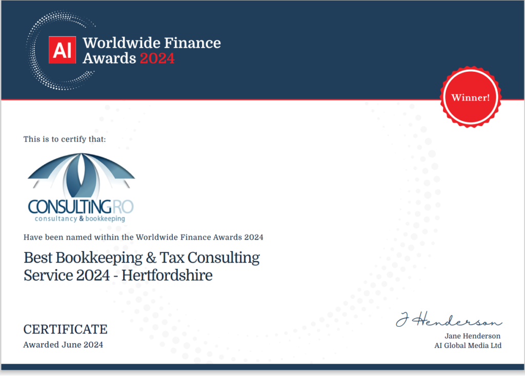 Best Bookkeeping & Tax Consulting Service 2024 - Hertfordshire - Consulting Ro LTD